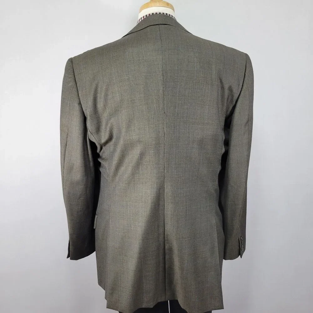 Ermenegildo Zegna Trofeo Men's Sport Coat Blazer Two Button Brown‎ Plaid 44L